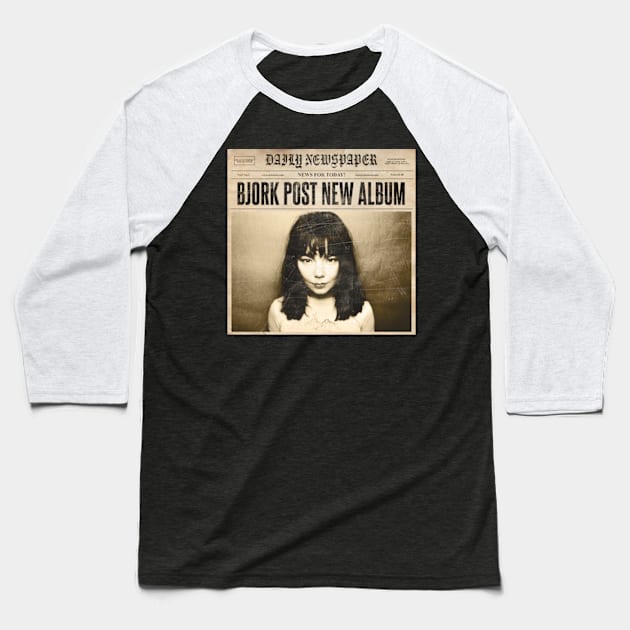 Retro Bjork Fan Art Design Baseball T-Shirt by Kinanti art